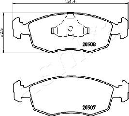 Ashika 50-00-0303 - Bremžu uzliku kompl., Disku bremzes www.autospares.lv