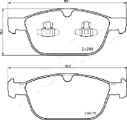 Ashika 50-00-0334 - Bremžu uzliku kompl., Disku bremzes www.autospares.lv