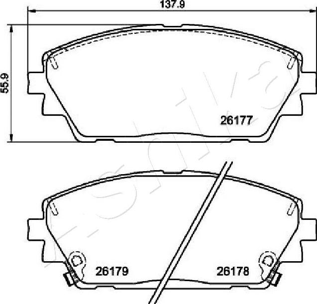 Ashika 50-03-3002 - Bremžu uzliku kompl., Disku bremzes www.autospares.lv