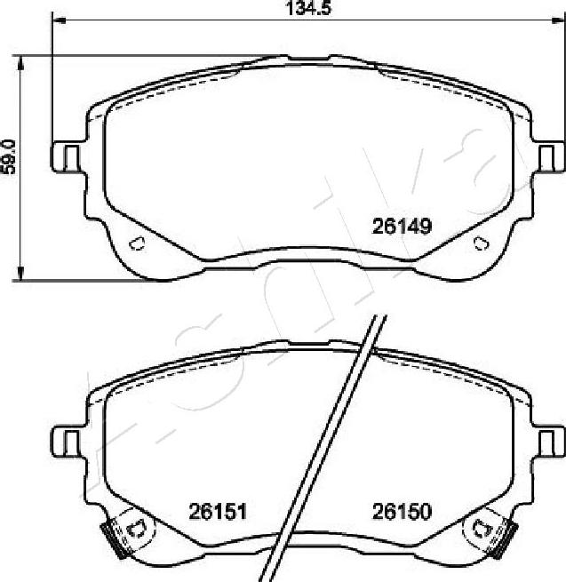 Ashika 50-02-2027 - Bremžu uzliku kompl., Disku bremzes www.autospares.lv