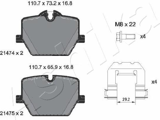 Ashika 51-02-266 - Bremžu uzliku kompl., Disku bremzes www.autospares.lv