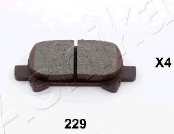 Ashika 51-02-229 - Bremžu uzliku kompl., Disku bremzes www.autospares.lv