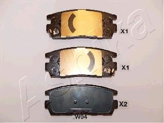 Ashika 51-0W-W04 - Тормозные колодки, дисковые, комплект www.autospares.lv