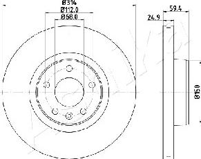 Ashika 60-00-0927 - Bremžu diski www.autospares.lv