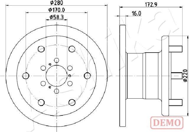 Ashika 60-00-0255C - Bremžu diski www.autospares.lv