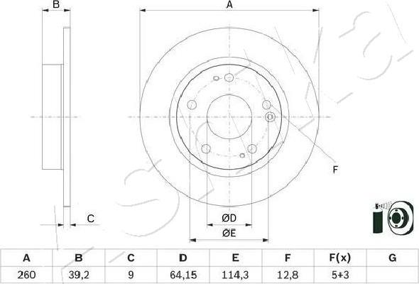 Ashika 6104428C - Bremžu diski www.autospares.lv