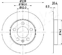 Ashika 61-00-0933 - Bremžu diski www.autospares.lv