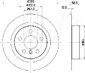 Ashika 61-00-0105 - Bremžu diski www.autospares.lv