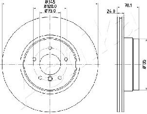 Ashika 61-00-0130 - Bremžu diski www.autospares.lv