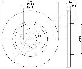 Ashika 61-00-0122 - Bremžu diski www.autospares.lv