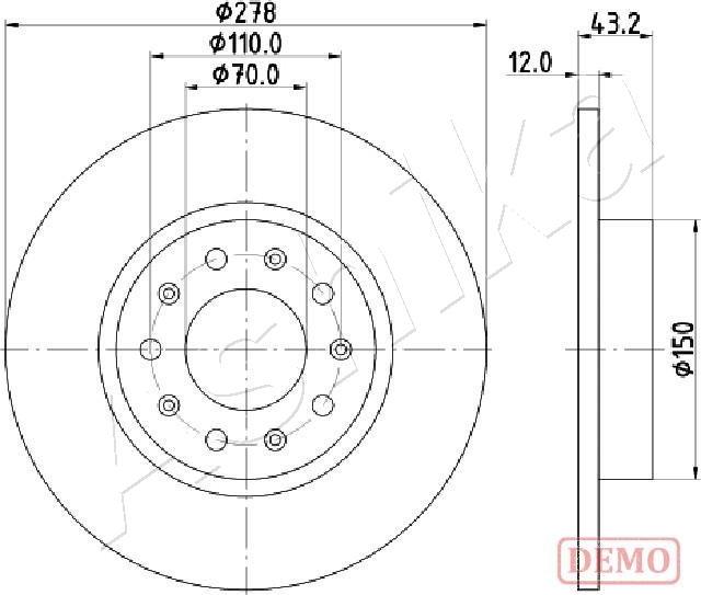 Ashika 61-00-0204C - Bremžu diski www.autospares.lv