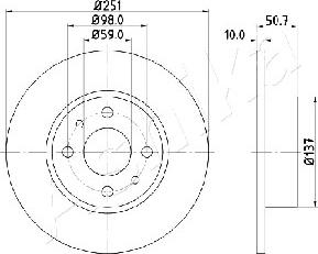 Ashika 61-00-0206 - Bremžu diski www.autospares.lv