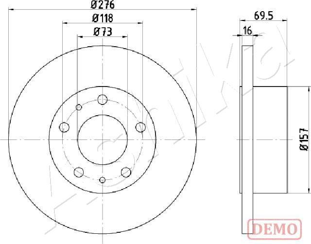 Ashika 61-00-0223C - Bremžu diski www.autospares.lv