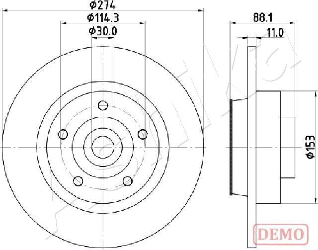 Ashika 61-00-0705C - Bremžu diski www.autospares.lv