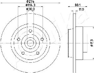 Ashika 61-00-0705 - Bremžu diski www.autospares.lv