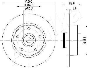 Ashika 61-00-0713 - Bremžu diski www.autospares.lv