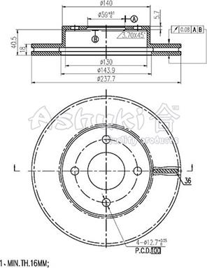 Ashuki 0990-9701 - Bremžu diski autospares.lv