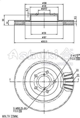 Ashuki 0990-5107 - Bremžu diski autospares.lv