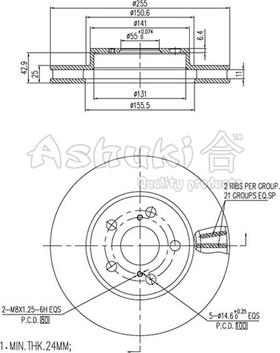 Ashuki 0990-6212 - Тормозной диск www.autospares.lv