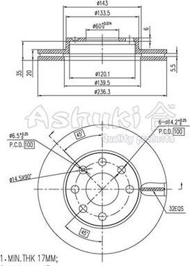 Ashuki 0990-8090 - Bremžu diski autospares.lv