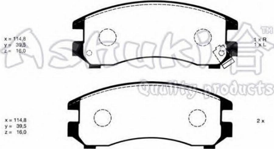 Ashuki 1080-5301 - Тормозные колодки, дисковые, комплект www.autospares.lv