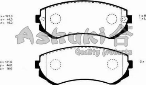 Ashuki 1080-0601 - Bremžu uzliku kompl., Disku bremzes www.autospares.lv