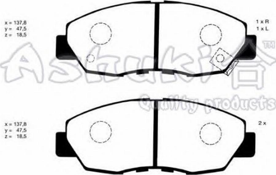 Ashuki 10800304 - Brake Pad Set, disc brake www.autospares.lv