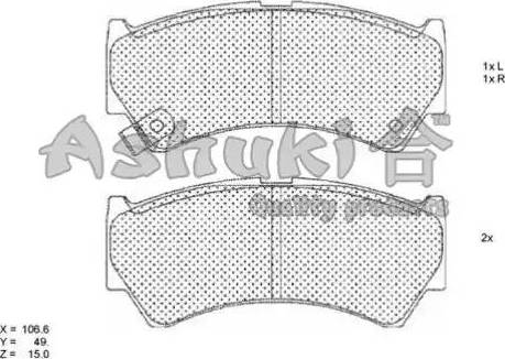 Ashuki 1080-0208 - Brake Pad Set, disc brake www.autospares.lv