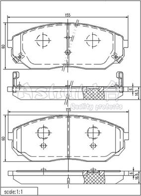 Ashuki 1080-8130 - Bremžu uzliku kompl., Disku bremzes www.autospares.lv