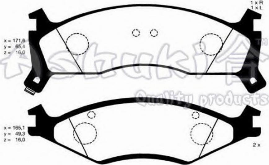 Ashuki 10802030 - Тормозные колодки, дисковые, комплект www.autospares.lv