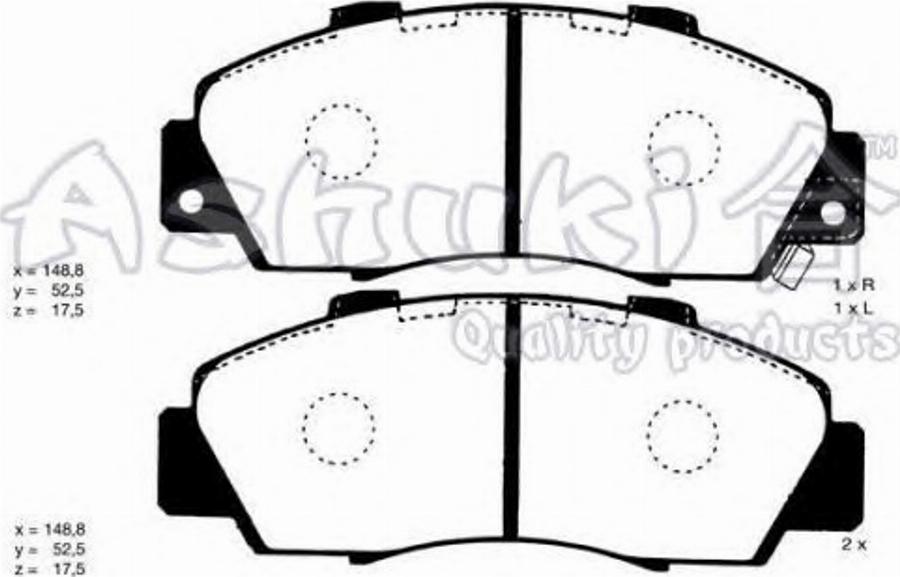 Ashuki 1080-2304 - Тормозные колодки, дисковые, комплект www.autospares.lv