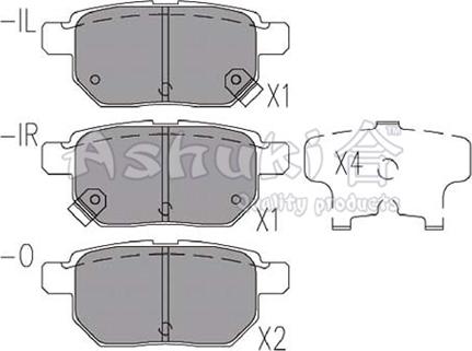 Ashuki 1083-4302 - Тормозные колодки, дисковые, комплект www.autospares.lv