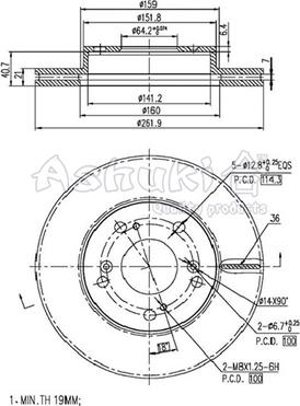 Ashuki H037-75 - Bremžu diski www.autospares.lv