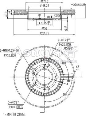 Ashuki H037-70 - Bremžu diski www.autospares.lv