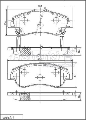 Ashuki H025-45 - Brake Pad Set, disc brake www.autospares.lv