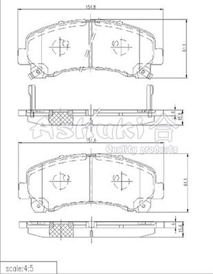 Ashuki IS015-51 - Bremžu uzliku kompl., Disku bremzes www.autospares.lv