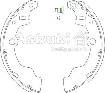 Ashuki K014-50 - Комплект тормозных колодок, барабанные www.autospares.lv