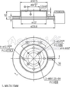 Ashuki K016-04 - Bremžu diski www.autospares.lv