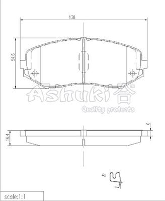 Ashuki K012-14 - Тормозные колодки, дисковые, комплект www.autospares.lv