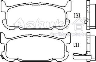 Ashuki M075-10 - Bremžu uzliku kompl., Disku bremzes www.autospares.lv