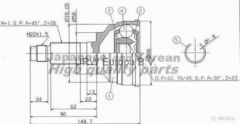 Ashuki MA-2N0I - Šarnīru komplekts, Piedziņas vārpsta www.autospares.lv