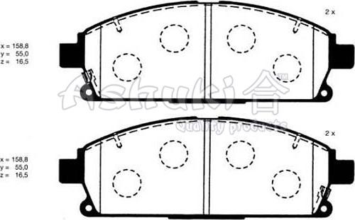 Ashuki N009-95 - Тормозные колодки, дисковые, комплект www.autospares.lv