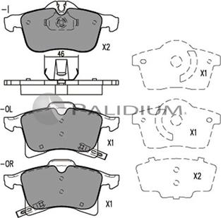 Ashuki P1-1008 - Тормозные колодки, дисковые, комплект www.autospares.lv