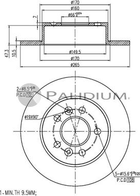 Ashuki P330-105 - Bremžu diski autospares.lv