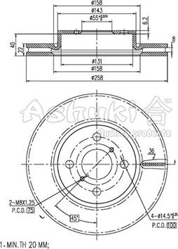 Ashuki T602-62 - Bremžu diski www.autospares.lv