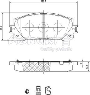 Ashuki T114-55 - Bremžu uzliku kompl., Disku bremzes autospares.lv