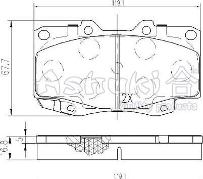 Ashuki T112-45 - Тормозные колодки, дисковые, комплект www.autospares.lv