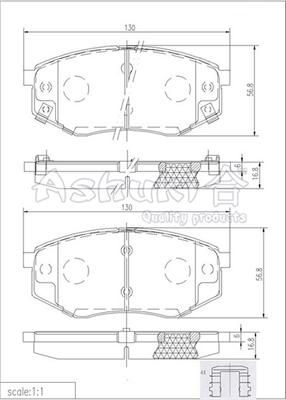 Ashuki Y029-50 - Тормозные колодки, дисковые, комплект www.autospares.lv