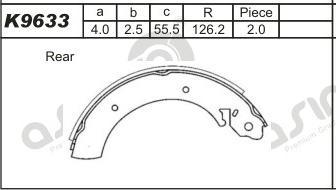 Asimco K9633 - Bremžu loku komplekts autospares.lv