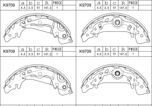 Asimco K9709 - Комплект тормозных колодок, барабанные www.autospares.lv